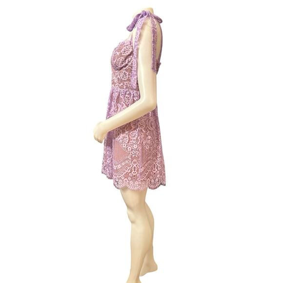 For Love & Lemons Valentina Coquette Lace MilkMaid Dress in Lavender Size M - Picture 6 of 12